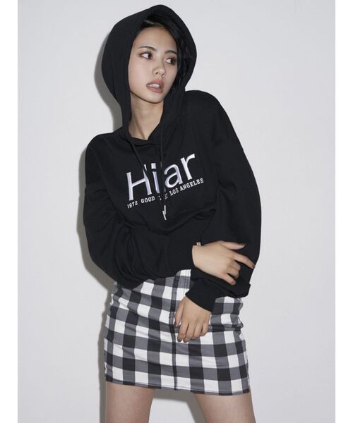 GYDA（ジェイダ）の「【セットアップ着用可】Hilarショートスウェットパーカー（パーカー・レディース・ブラック/オフホワイト・FREE）」の22枚目の写真