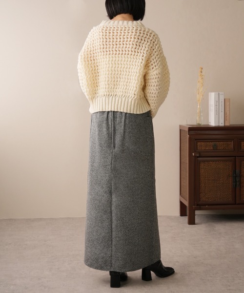 IAMUSE（アイアミューズ）の「ヘリンボーンフロントスリットナロースカート S0854【IAMUSE】（スカート・レディース・アイボリー/グレー・FREE）」の13枚目の写真