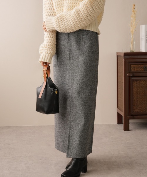 IAMUSE（アイアミューズ）の「ヘリンボーンフロントスリットナロースカート S0854【IAMUSE】（スカート・レディース・アイボリー/グレー・FREE）」の14枚目の写真