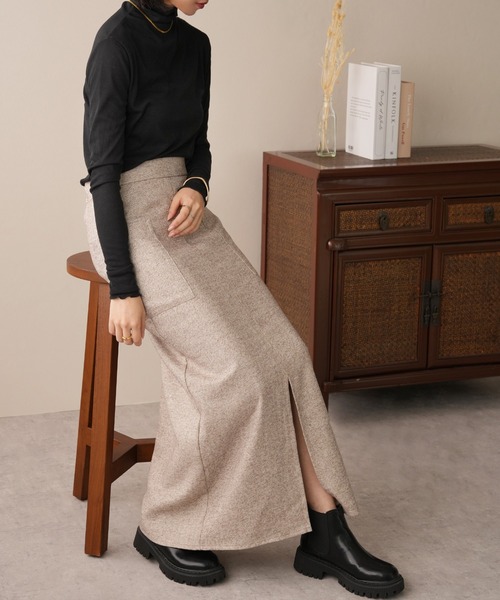 IAMUSE（アイアミューズ）の「ヘリンボーンフロントスリットナロースカート S0854【IAMUSE】（スカート・レディース・アイボリー/グレー・FREE）」の10枚目の写真