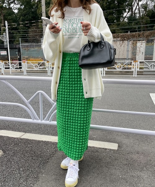 WEGO（ウィゴー）の「WEGO/ポップコーンスリットスカート（スカート・レディース・ブラック/ブルー/グリーン・FREE）」の6枚目の写真