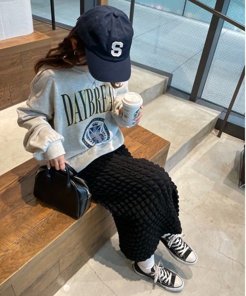 WEGO（ウィゴー）の「WEGO/ポップコーンスリットスカート（スカート・レディース・ブラック/ブルー/グリーン・FREE）」の4枚目の写真