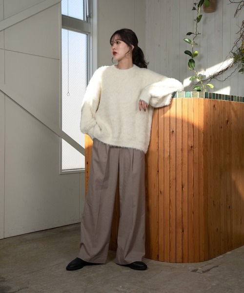 Amiur（エミレ）の「shaggy volume knit（ニット/セーター・レディース・アイボリー/モカ/ベージュ・FREE）」の18枚目の写真