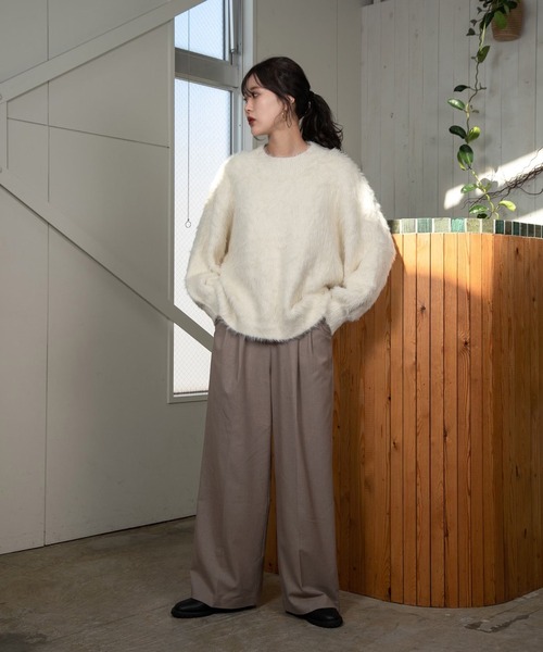 Amiur（エミレ）の「shaggy volume knit（ニット/セーター・レディース・アイボリー/モカ/ベージュ・FREE）」の19枚目の写真