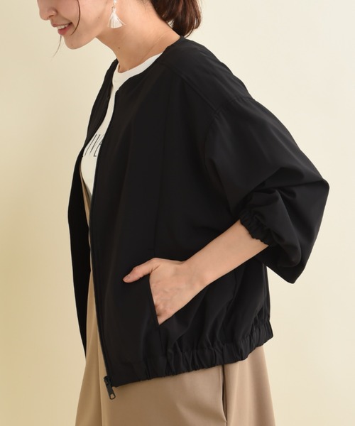 actuel(アクチュエル)の「【撥水・吸水速乾】ノーカラーZIPブルゾン(ブルゾン・レディース・ブラック/カーキ/ベージュ・FREE)」の7枚目の写真