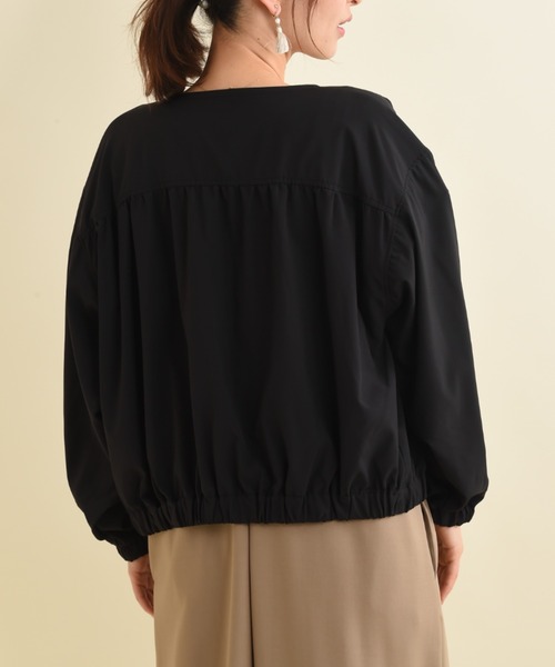 actuel(アクチュエル)の「【撥水・吸水速乾】ノーカラーZIPブルゾン(ブルゾン・レディース・ブラック/カーキ/ベージュ・FREE)」の6枚目の写真