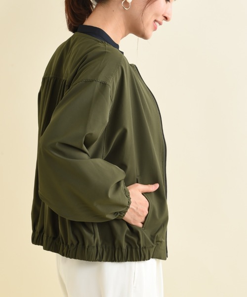 actuel(アクチュエル)の「【撥水・吸水速乾】ノーカラーZIPブルゾン(ブルゾン・レディース・ブラック/カーキ/ベージュ・FREE)」の10枚目の写真