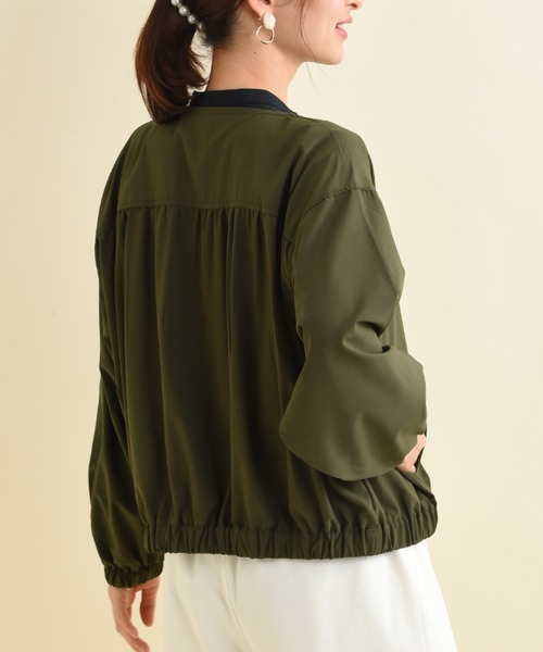 actuel(アクチュエル)の「【撥水・吸水速乾】ノーカラーZIPブルゾン(ブルゾン・レディース・ブラック/カーキ/ベージュ・FREE)」の11枚目の写真