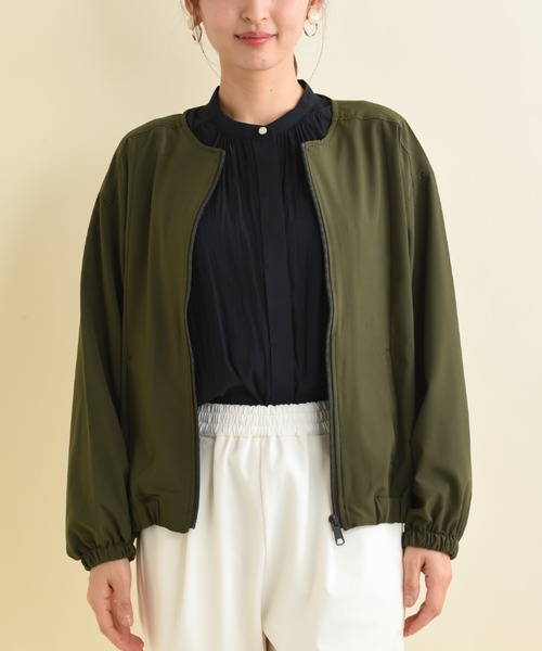 actuel(アクチュエル)の「【撥水・吸水速乾】ノーカラーZIPブルゾン(ブルゾン・レディース・ブラック/カーキ/ベージュ・FREE)」の14枚目の写真