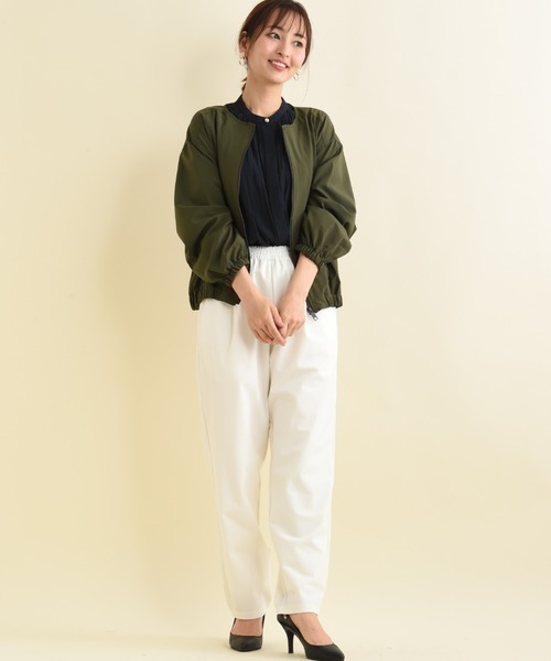 actuel(アクチュエル)の「【撥水・吸水速乾】ノーカラーZIPブルゾン(ブルゾン・レディース・ブラック/カーキ/ベージュ・FREE)」の15枚目の写真