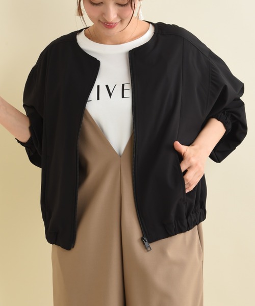 actuel(アクチュエル)の「【撥水・吸水速乾】ノーカラーZIPブルゾン(ブルゾン・レディース・ブラック/カーキ/ベージュ・FREE)」の20枚目の写真