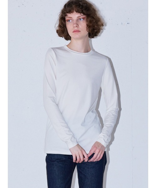 MIDIUMISOLID（ミディウミソリッド）の「クルーネックインナー プルオーバー（Tシャツ/カットソー・レディース・グリーン/カーキ/ブラック/オフホワイト・38/48）」の2枚目の写真