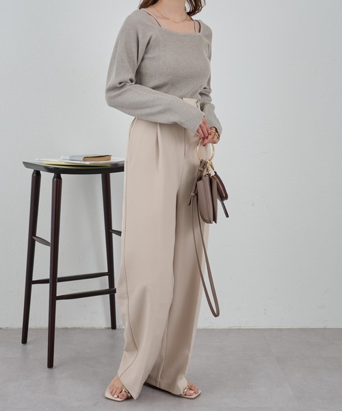 COLONY 2139（コロニートゥーワンスリーナイン）の「レイヤード風スクエアニットプルオーバー（ニット/セーター・レディース・イエロー/ブラック/ベージュ/ブルー・FREE）」の16枚目の写真