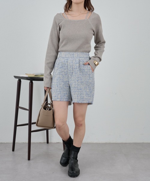 COLONY 2139（コロニートゥーワンスリーナイン）の「レイヤード風スクエアニットプルオーバー（ニット/セーター・レディース・イエロー/ブラック/ベージュ/ブルー・FREE）」の17枚目の写真