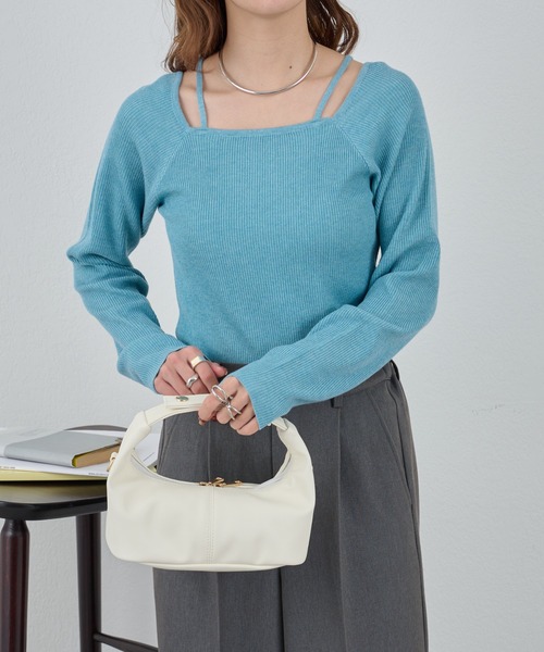 COLONY 2139（コロニートゥーワンスリーナイン）の「レイヤード風スクエアニットプルオーバー（ニット/セーター・レディース・イエロー/ブラック/ベージュ/ブルー・FREE）」の19枚目の写真