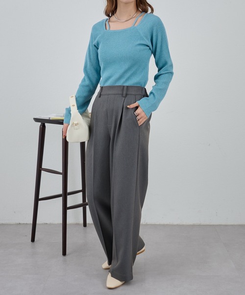 COLONY 2139（コロニートゥーワンスリーナイン）の「レイヤード風スクエアニットプルオーバー（ニット/セーター・レディース・イエロー/ブラック/ベージュ/ブルー・FREE）」の22枚目の写真