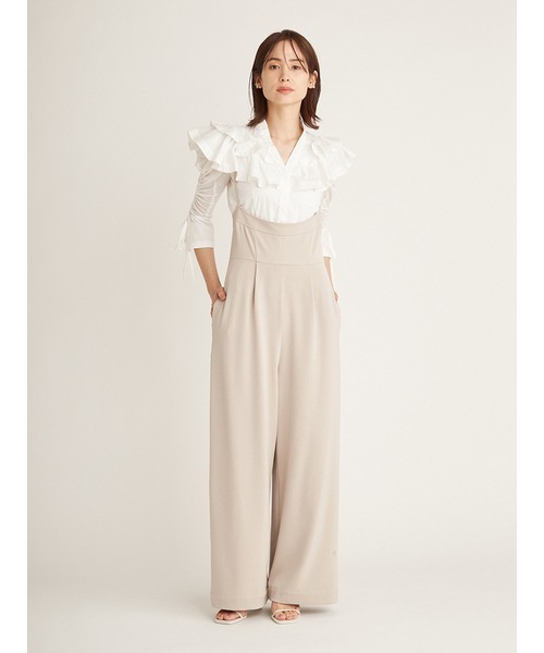 SNIDEL（スナイデル）の「ハイウエストサロペット（サロペット/オーバーオール・レディース・ブラック/ライトベージュ/ダークグレー・0/1）」の4枚目の写真