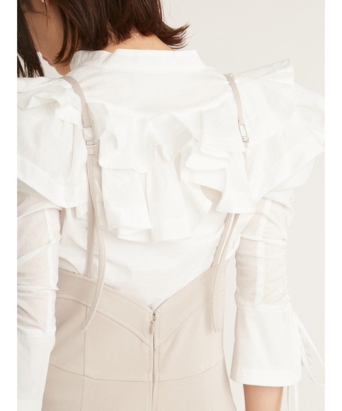 SNIDEL（スナイデル）の「ハイウエストサロペット（サロペット/オーバーオール・レディース・ブラック/ライトベージュ/ダークグレー・0/1）」の8枚目の写真