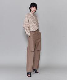 【美品】 6 /ロク (ROKU)　アシンメトリーパンツ 34 6（ロク）の「＜6(ROKU)＞ニュージョーゼット タックパンツ