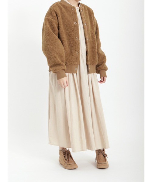 Samansa Mos2（サマンサ モスモス）の「ライトボアショートブルゾン（ブルゾン・レディース・ブラック/オフホワイト/キャメル・ﾌﾘ-）」の10枚目の写真