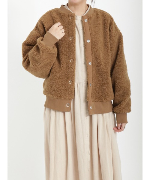 Samansa Mos2（サマンサ モスモス）の「ライトボアショートブルゾン（ブルゾン・レディース・ブラック/オフホワイト/キャメル・ﾌﾘ-）」の7枚目の写真