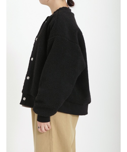 Samansa Mos2（サマンサ モスモス）の「ライトボアショートブルゾン（ブルゾン・レディース・ブラック/オフホワイト/キャメル・ﾌﾘ-）」の6枚目の写真