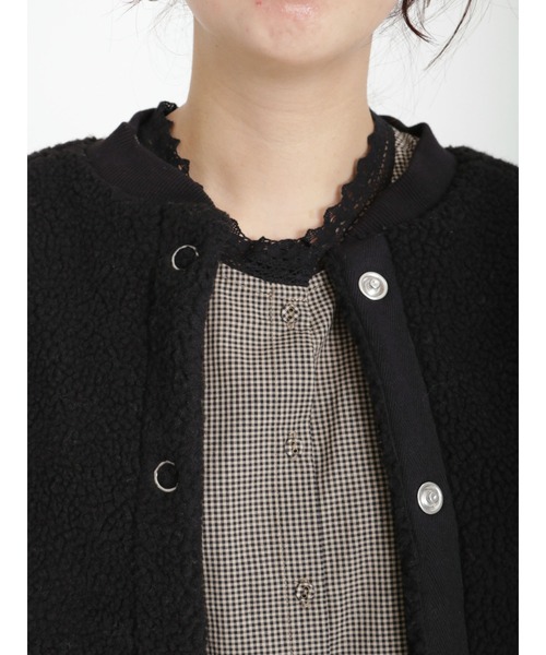 Samansa Mos2（サマンサ モスモス）の「ライトボアショートブルゾン（ブルゾン・レディース・ブラック/オフホワイト/キャメル・ﾌﾘ-）」の5枚目の写真