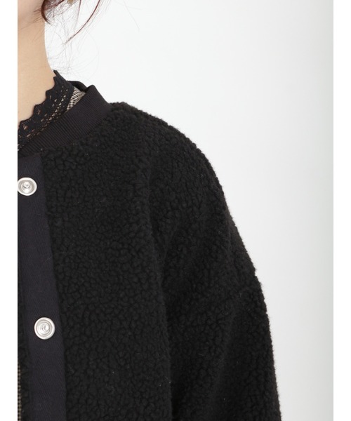 Samansa Mos2（サマンサ モスモス）の「ライトボアショートブルゾン（ブルゾン・レディース・ブラック/オフホワイト/キャメル・ﾌﾘ-）」の11枚目の写真