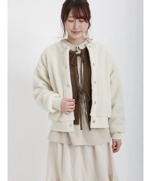 Samansa Mos2（サマンサ モスモス）の「ライトボアショートブルゾン（ブルゾン・レディース・ブラック/オフホワイト/キャメル・ﾌﾘ-）」の20枚目の写真
