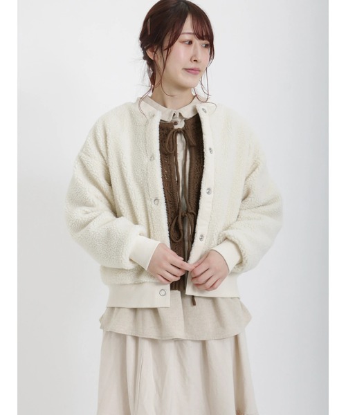 Samansa Mos2（サマンサ モスモス）の「ライトボアショートブルゾン（ブルゾン・レディース・ブラック/オフホワイト/キャメル・ﾌﾘ-）」の21枚目の写真