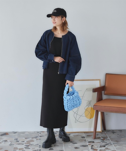 titivate(ティティベイト)の「ノーカラーデニムジャケット(デニムジャケット・レディース・ブラック/インディゴブルー・M)」の10枚目の写真