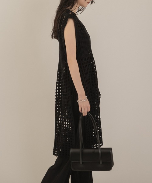 メッシュ編みニットロングワンピース（ワンピース）｜Jeudi