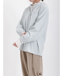 Samansa Mos2 | 袖ラインレースバンドカラーブラウス(シャツ/ブラウス)