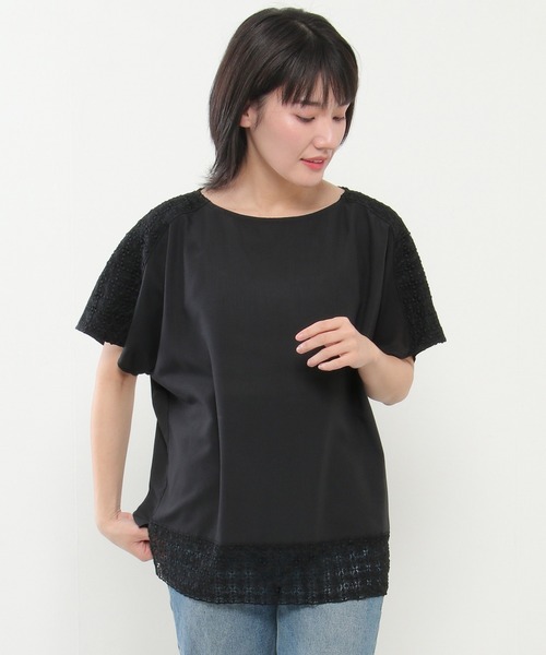 ikka(イッカ)の「レース切り替えTブラウス(シャツ/ブラウス・レディース・オフホワイト/チャコールグレー/オレンジ・M/L)」の18枚目の写真