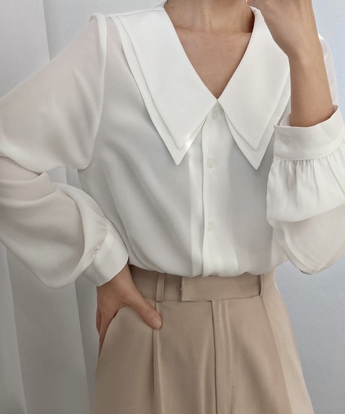 fd style(エフディ スタイル)の「二重カラーブラウス(シャツ/ブラウス・レディース・Black/White/PINK・FREE)」の2枚目の写真