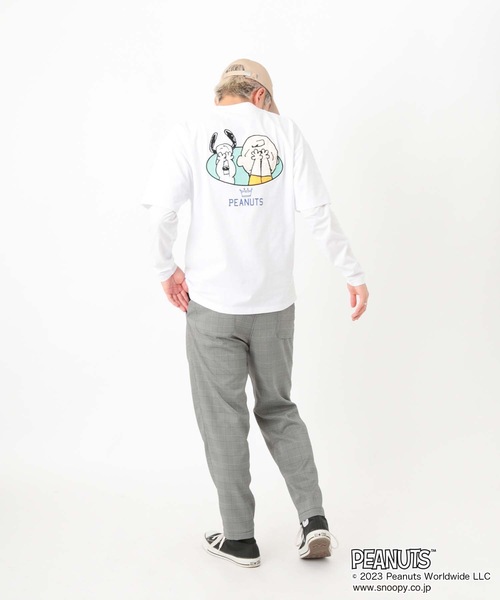 PEANUTS(ピーナッツ)の「【OUTDOOR PRODUCTS/アウトドアプロダクツ】【PEANUTS/ピーナッツ】スヌーピー コラボ Tシャツ ドロップショルダー オーバーサイズ(Tシャツ/カットソー・メンズ・ピンク系その他/オフホワイト/ブルー系その他/ホワイト・SMALL/MEDIUM/LARGE/X-LARGE)」の6枚目の写真