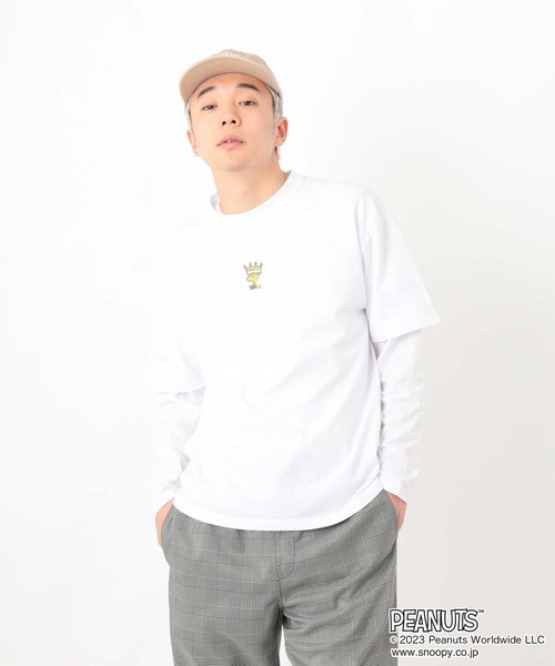 PEANUTS(ピーナッツ)の「【OUTDOOR PRODUCTS/アウトドアプロダクツ】【PEANUTS/ピーナッツ】スヌーピー コラボ Tシャツ ドロップショルダー オーバーサイズ(Tシャツ/カットソー・メンズ・ピンク系その他/オフホワイト/ブルー系その他/ホワイト・SMALL/MEDIUM/LARGE/X-LARGE)」の20枚目の写真