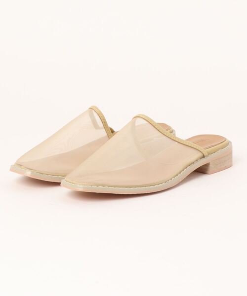 Fabby fabby（ファビィーファビィー）の「シースルーチュールフラットサンダル（サンダル・レディース・オフホワイト/ブラック/ベージュ/キャメル・LARGE/MEDIUM/SMALL）」の4枚目の写真