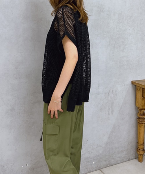 un dix cors(アンディコール)の「ギマ片畦ベスト(ベスト・レディース・モカ/アイボリー/ブラック・FREE)」の13枚目の写真