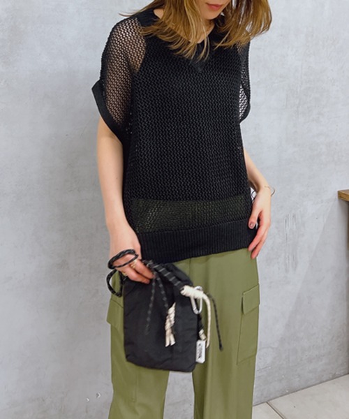 un dix cors(アンディコール)の「ギマ片畦ベスト(ベスト・レディース・モカ/アイボリー/ブラック・FREE)」の14枚目の写真