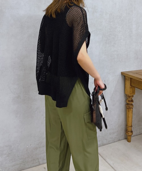 un dix cors(アンディコール)の「ギマ片畦ベスト(ベスト・レディース・モカ/アイボリー/ブラック・FREE)」の15枚目の写真