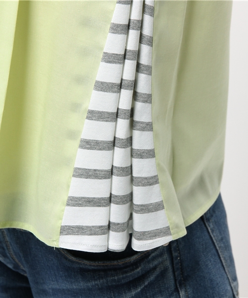 SHIPS for women（シップスフォーウィメン）の「★★サイドボーダーコンビノースリーブブラウス（シャツ/ブラウス・レディース・ライトホワイト/クリーム/ネイビー・36/38）」の6枚目の写真