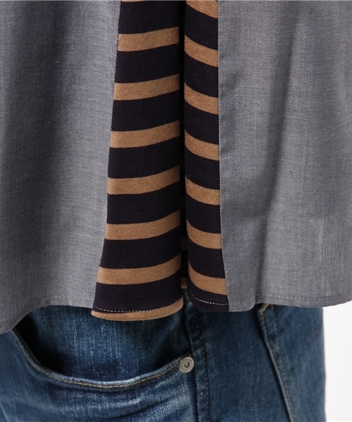 SHIPS for women（シップスフォーウィメン）の「★★サイドボーダーコンビノースリーブブラウス（シャツ/ブラウス・レディース・ライトホワイト/クリーム/ネイビー・36/38）」の7枚目の写真