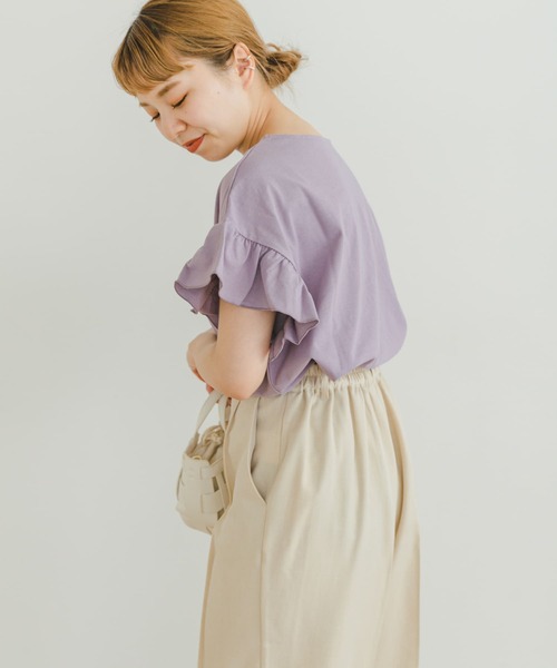 ITEMS URBANRESEARCH(アイテムズ アーバンリサーチ)の「『UR TECH』ソデフリルT-SHIRTS(Tシャツ/カットソー・レディース・ホワイト/モカ/ラベンダー/ブラック・FREE)」の11枚目の写真