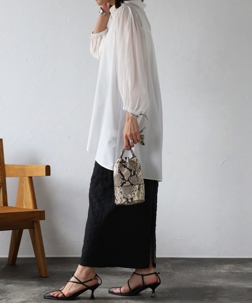 EASEBLUE(イーズブルー)の「ふくれジャガードナロースカート(スカート・レディース・グリーン/ベージュ/ブラック・FREE)」の17枚目の写真