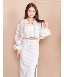 シアーチェックショートブルゾン