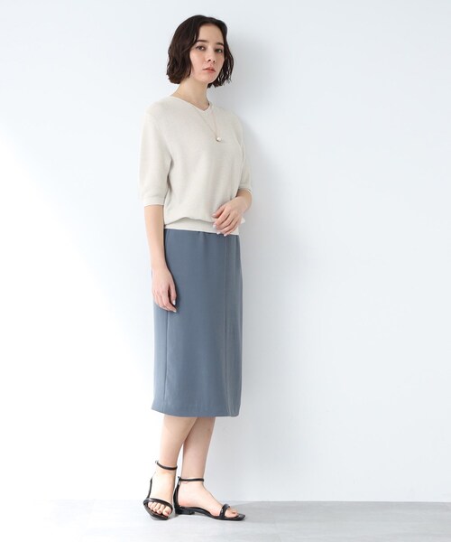 INDIVI（インディヴィ）の「◆【ニット人気2位！/ラメ/洗える】五分袖Vネックニット（ニット/セーター・レディース・ライトグレー/ブラック/ネイビー/オフホワイト/ブルー・34/15 /38/19/13/05）」の12枚目の写真