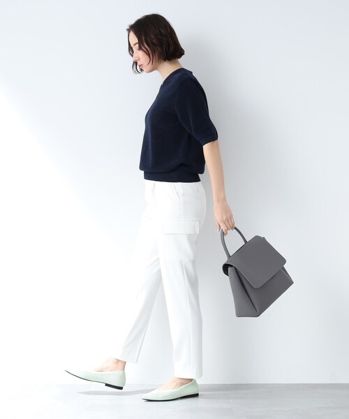 INDIVI（インディヴィ）の「◆【ニット人気2位！/ラメ/洗える】五分袖Vネックニット（ニット/セーター・レディース・ライトグレー/ブラック/ネイビー/オフホワイト/ブルー・34/15 /38/19/13/05）」の17枚目の写真