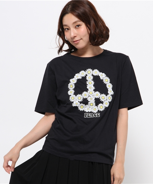 WEGO(ウィゴー)の「WEGO/70sモチーフTシャツ(Tシャツ/カットソー・レディース・ブラック/オフホワイト・FREE)」の2枚目の写真