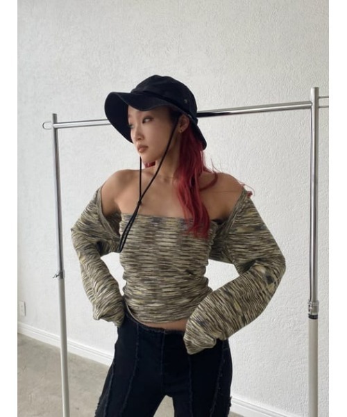 LAGUA GEM（ラグアジェム）の「KNIT BOLERO SET ボレロ（ニット/セーター・レディース・オレンジ/グレー/カーキ・FREE）」の4枚目の写真